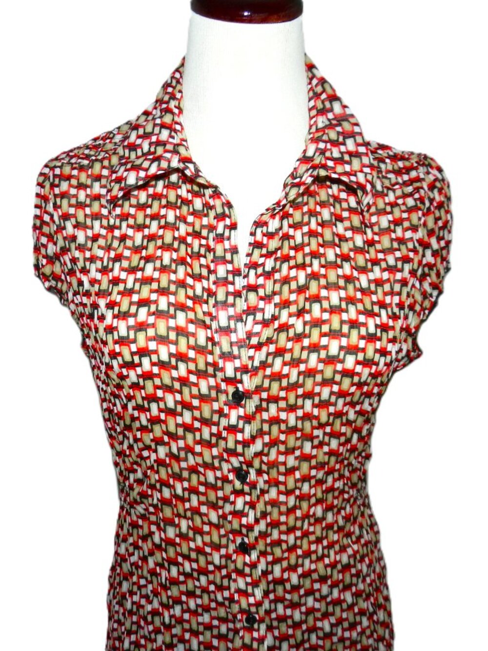 Cap Sleeve Blouse Top Smocked Elastic
